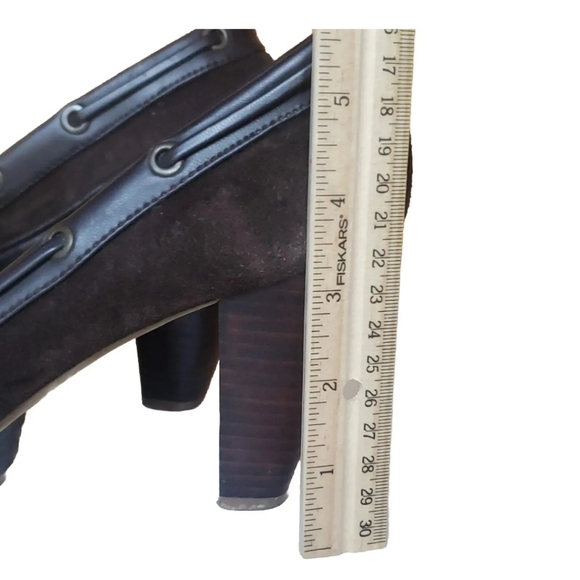 VTG 90s Y2K Tommy Hilfiger Brown Leather Chunky Heel Womens Platform Shoe Size 9 - Picture 3 of 12